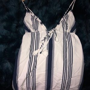 White and navy striped dress